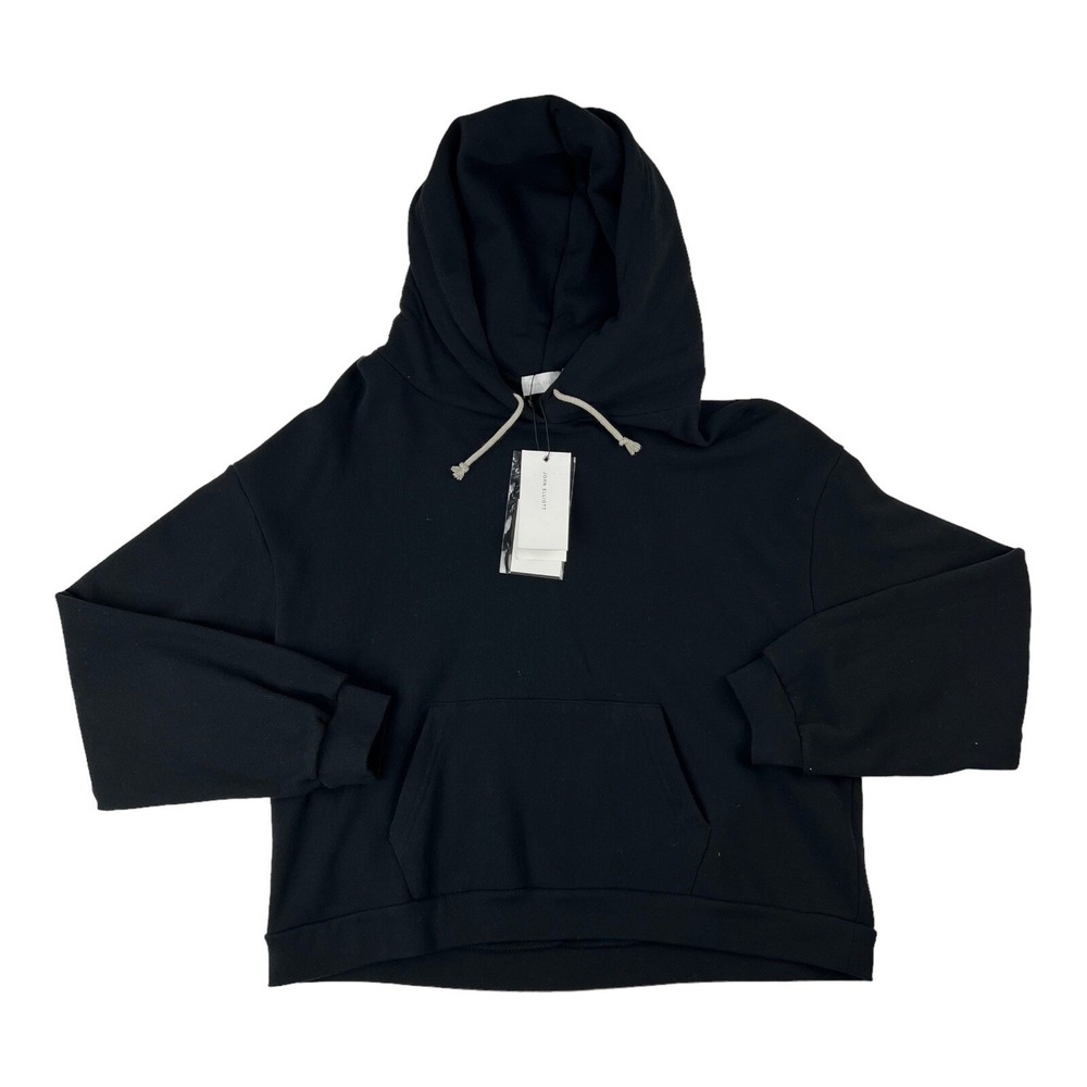 NWT John Elliott Black Alma Cotton Hoodie Made in USA Womens‎ Size 4